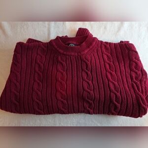Brooks Brothers Men’s Cable Knit Crewneck Sweater - Burgundy